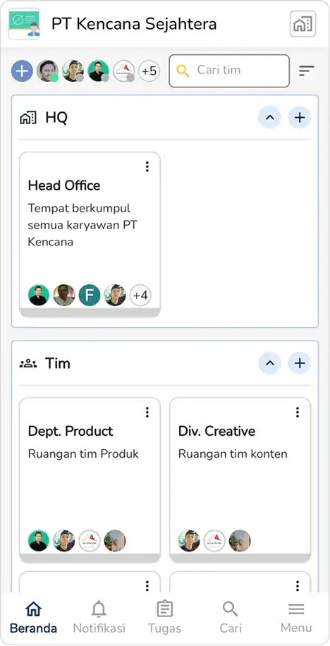 Ilustrasi organisasi ruang kerja tim