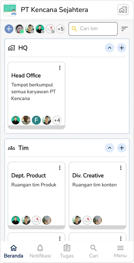 Ilustrasi organisasi ruang kerja tim